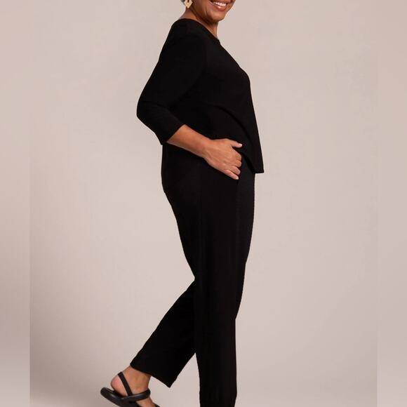 NWT SYMPLI Go to Classic T-Shirt Black 3/4 Sleeve Relaxed Scoop Neck Size 12 - Picture 2 of 10